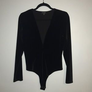 Black deep-v body suit